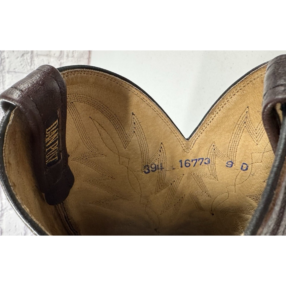 Vintage Dan Post Burgundy Nappa Mens 9 Cowboy Boots 16773 Western Leather Box - Picture 9 of 12